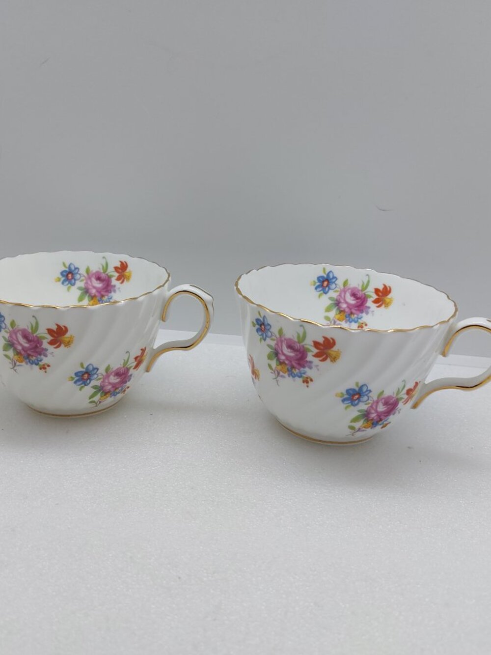2 Vintage Aynsley Tea Cups Only Multi Colored Floral Design England